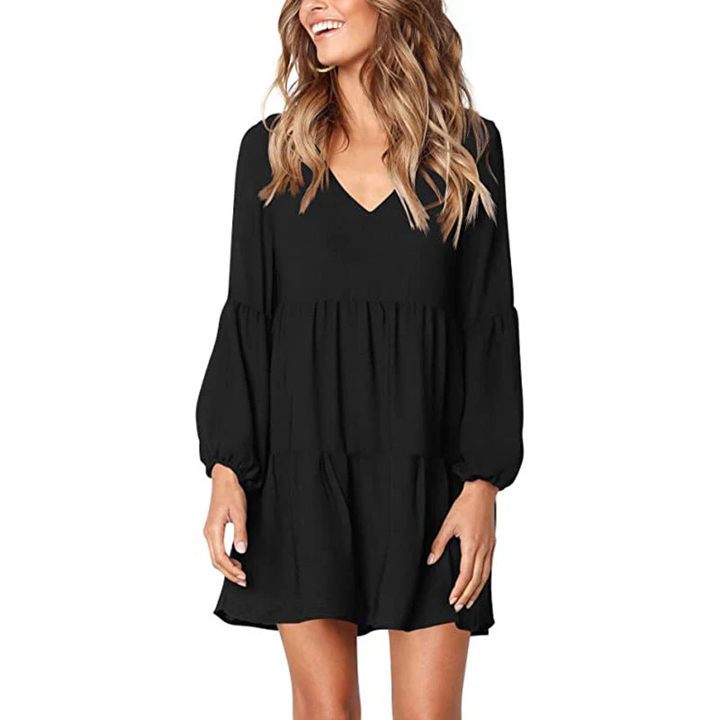 Women's V-Neck Belted Straight Dress - Image 10