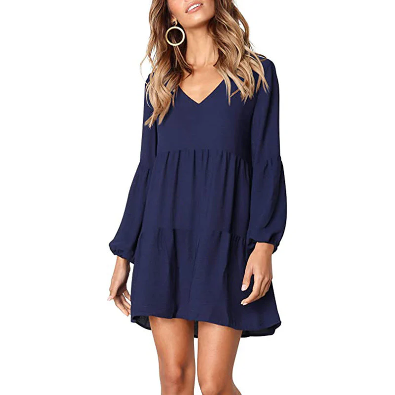 Women's V-Neck Belted Straight Dress - Image 3